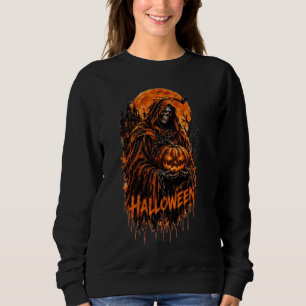 Halloween Sensenmann-Kürbis-Gothic-gruseliges Desi Sweatshirt