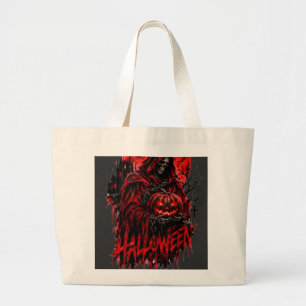 Halloween Sensenmann-Kürbis-Gothic-Horror-Design Jumbo Stoffbeutel