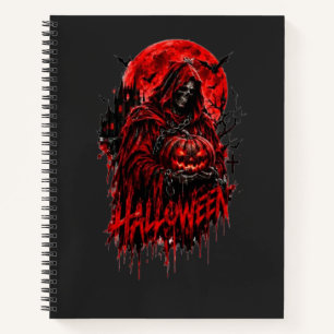 Halloween-Sensenmann-Kürbis-Gothic-Horror-Design Notizbuch
