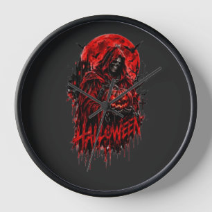 Halloween-Sensenmann-Kürbis-Gothic-Horror-Design Uhr