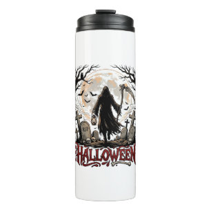 Halloween Sensenmann Laterne Vollmond Grabsteine Thermosbecher