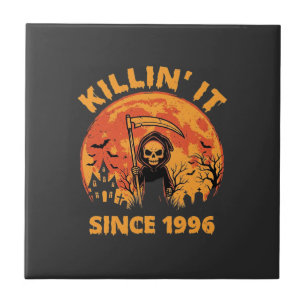 Halloween Sensenmann seit 1996 Geburtstagsdesign_1 Fliese