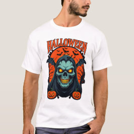 Halloween-Sensenmann-Totenkopf-T-Shirt für Horror- T-Shirt