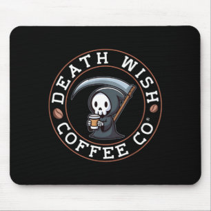 Halloween Sensenmann trinkt Kaffee Death Wish Mousepad