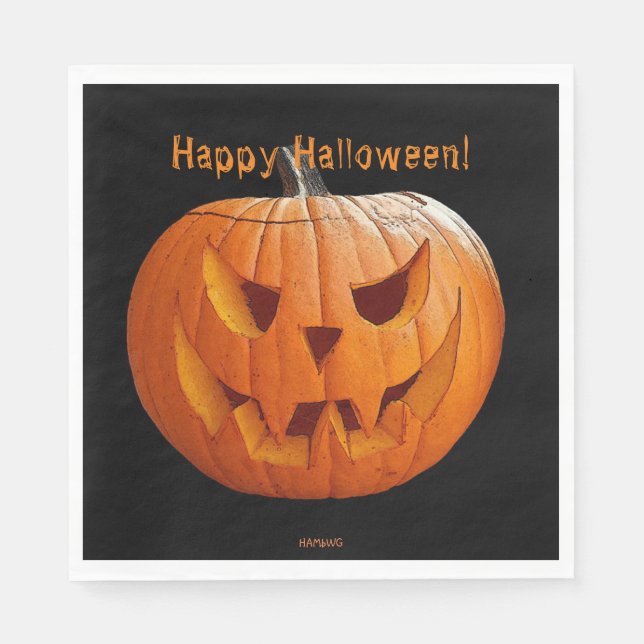 Halloween Serviette Orange Jack-O-Lantern HAMbWG (Vorderseite)