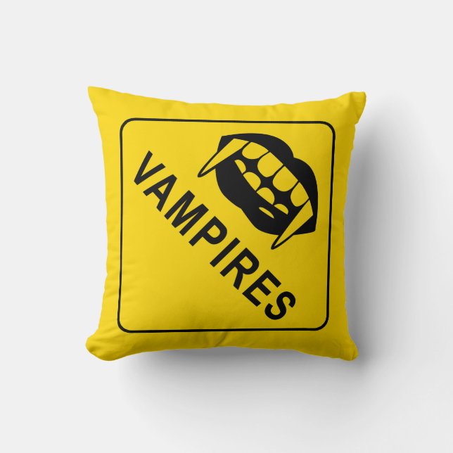 Halloween, Sexy Vamps, Warnzeichen Kissen (Vorderseite)