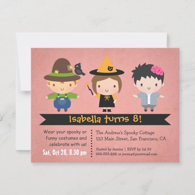 Halloween s'habiller Anniversaire fêtes Invitation (Devant)