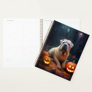 Halloween Shar Pei Avec La Peur Citrouille
