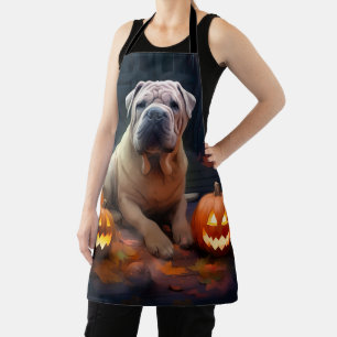 Halloween Shar Pei mit Kürbissen Gruselig Schürze