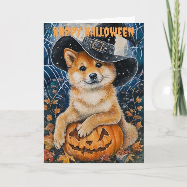 Halloween Sheba Inu Dog Feiertagskarte (Vorderseite)