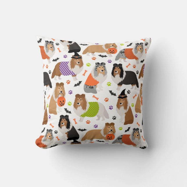 Halloween Shetland Sheepdog Sheltie Kissen (Vorderseite)