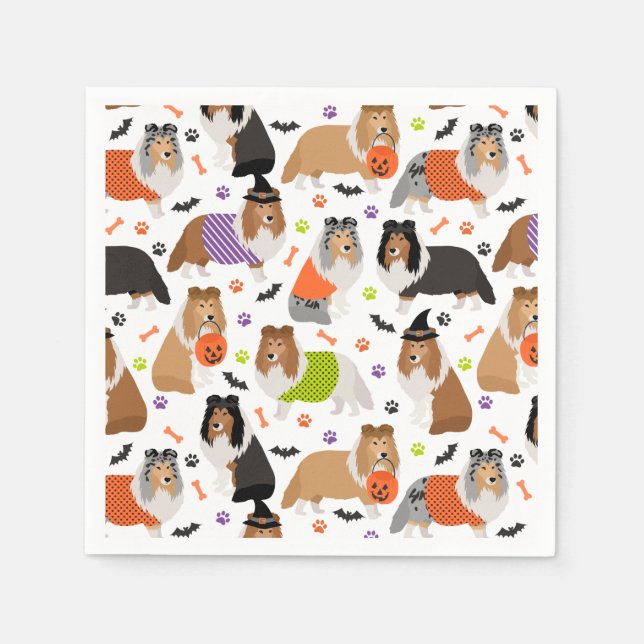 Halloween Shetland Sheepdog Sheltie Serviette (Vorderseite)