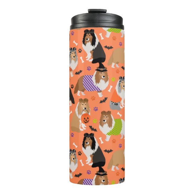 Halloween Shetland Sheepdog Sheltie Thermosbecher (Vorderseite)
