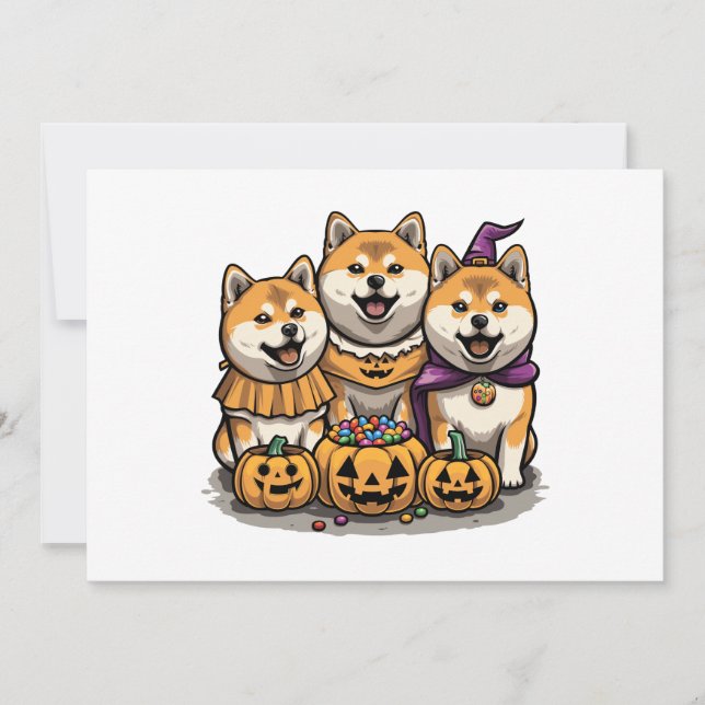 Halloween Shiba Inu Hunde Einladung (Vorderseite)