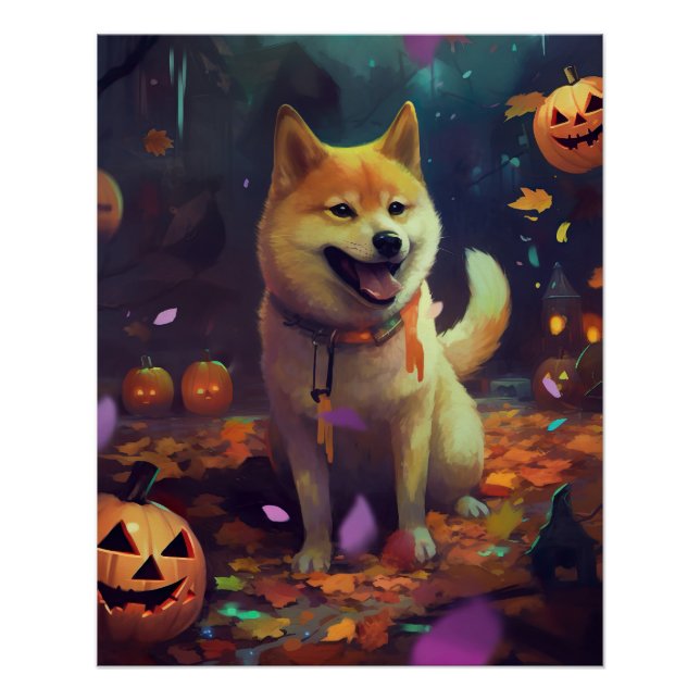Halloween Shiba Inu mit Pumpkins Beängstigend Poster (Vorderseite)
