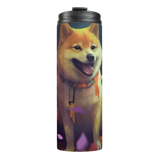 Halloween Shiba Inu mit Pumpkins Beängstigend Thermosbecher (Vorderseite)