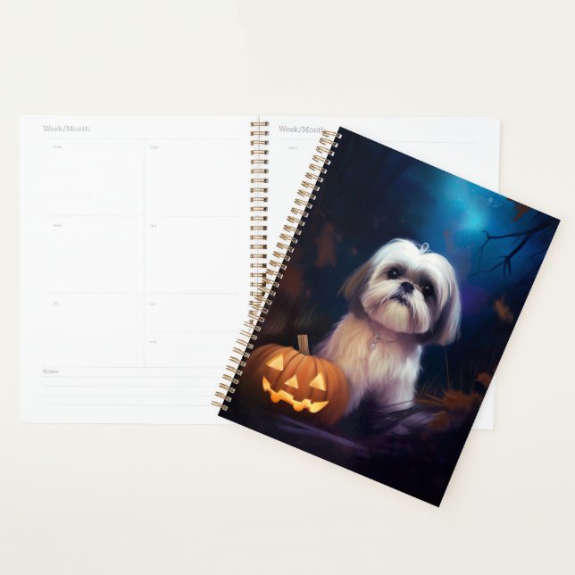 Halloween Shih Tzu Avec La Peur Citrouille (Devant avec enveloppe)