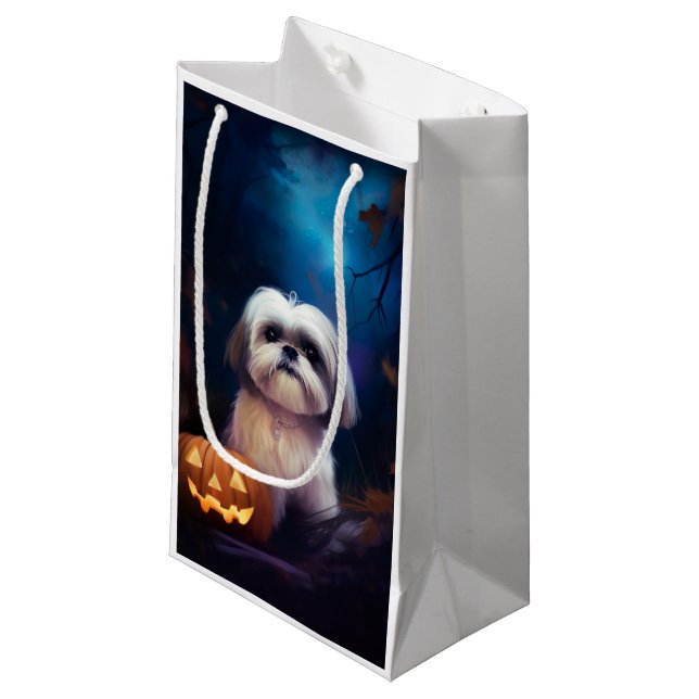 Halloween Shih Tzu mit Pumpkins Beängstigend Kleine Geschenktüte (Vorderseite Schrägansicht)