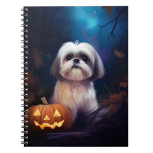 Halloween Shih Tzu mit Pumpkins Beängstigend Notizblock