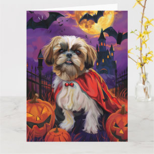 Halloween Shih Tzu Vampire Pumpkins Beängstigend Karte