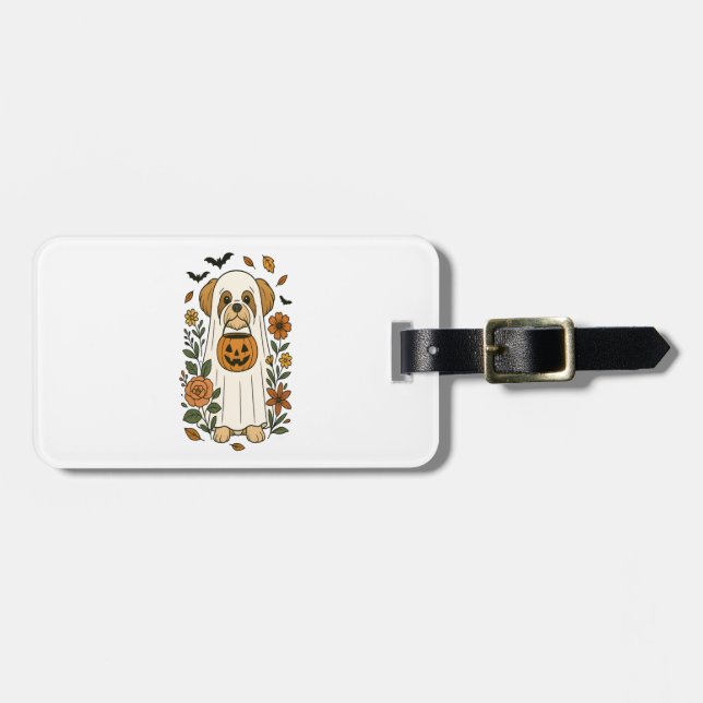 Halloween Shih Tzu with Fall Flowers Gepäckanhänger (Vorderseite horizontal)