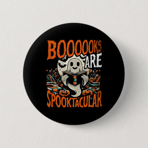 Halloween Shirt Buch Lover Design Ghost mit Bücher Button