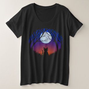 Halloween Shirt Fat Black Cat Plus Size T - Shirt