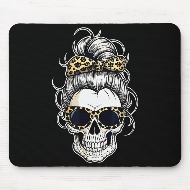Halloween Shirt For Women Skull , Leopard  Mousepad (Vorne)