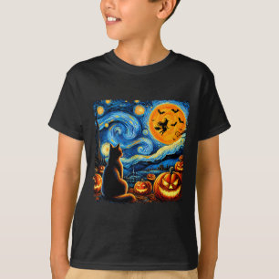Halloween-Shirt Männer Frauen schwarze Katze Kürbi T-Shirt