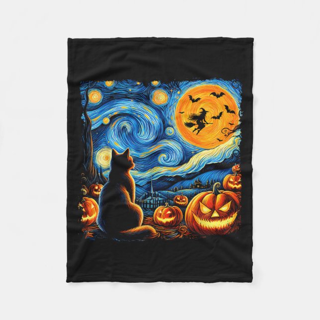 Halloween Shirt Men Women Black Cat Pumpkins Bats  Fleecedecke (Vorderseite)