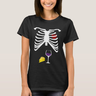 Halloween Shirt Skeleton Wine Xray Funny Womens