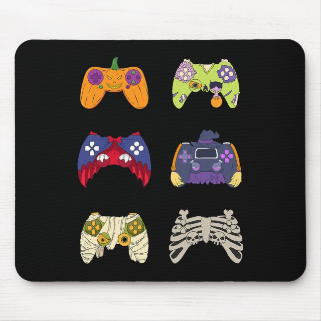 Halloween Shirt Skeleton Zombie Gaming Controller Mousepad (Vorne)