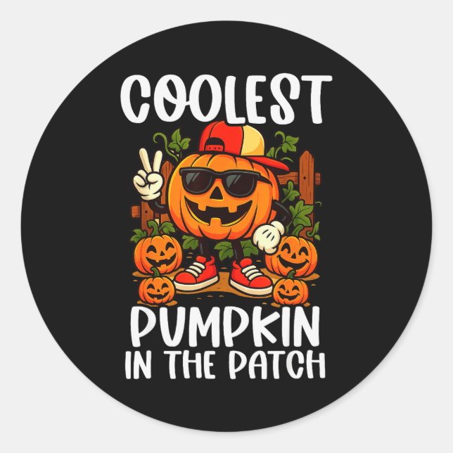Halloween Shirts Boys And Kids Coolest Pumpkin In  Runder Aufkleber (Vorderseite)