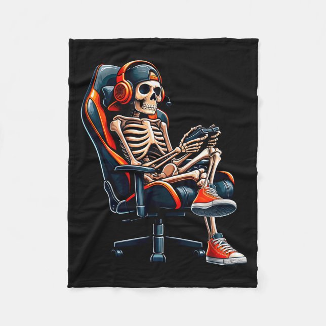 Halloween Shirts Skeleton Gamer Video Gaming Boys  Fleecedecke (Vorderseite)