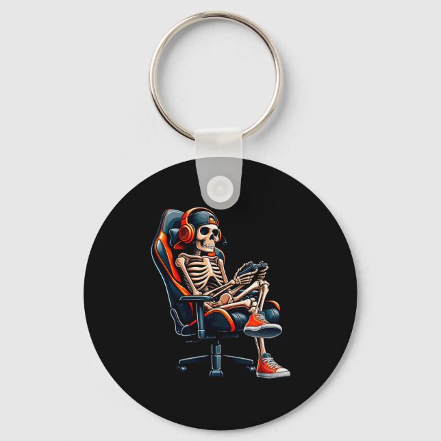 Halloween Shirts Skeleton Gamer Video Gaming Boys  Schlüsselanhänger (Vorderseite)