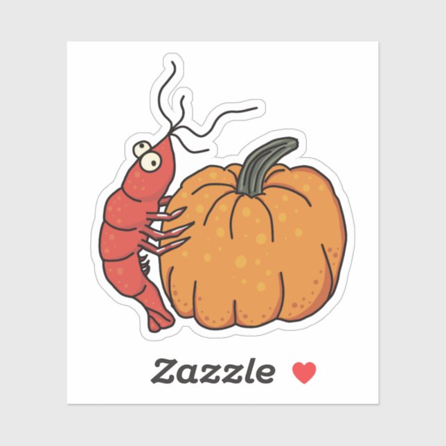 Halloween Shrimp auf einem Kürbissticker Aufkleber (Blatt)