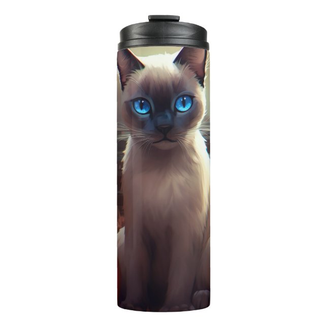 Halloween Siamkatze mit Pumpkins Beängstigend Thermosbecher (Vorderseite)