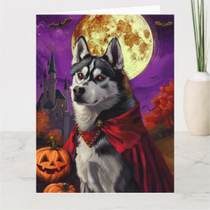 Halloween Siberian Husky Vampir Kürbisse Gruselig Karte