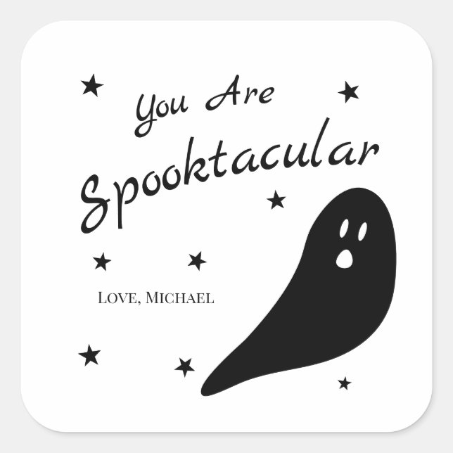 Halloween Sie sind Spooktacular Schwarz-Weiß Quadratischer Aufkleber (Vorderseite)