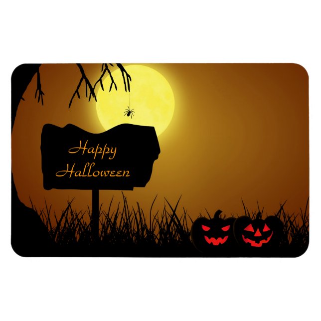 Halloween Sign mit Pumpkins - Flexible Magnet (Horizontal)