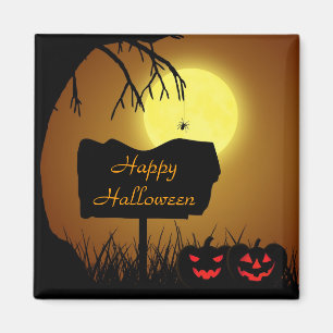 Halloween Sign mit Pumpkins - Magnet
