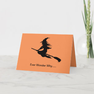 Halloween Silhouette Broom Riding Card Karte