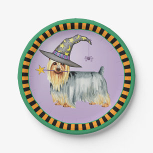 Halloween Silky Terrier Pappteller