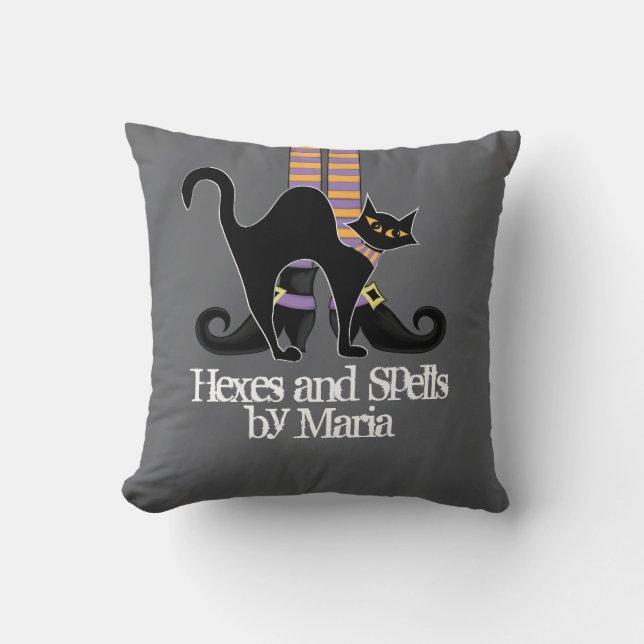 Halloween Simple Whimsical Hexenschuhe Schwarze Ka Kissen (Vorderseite)