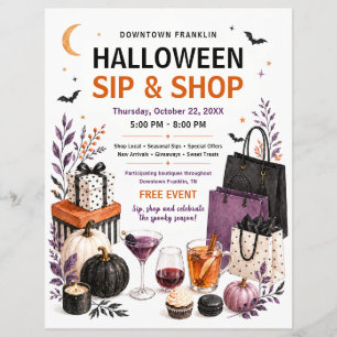 Halloween Sip & Shop Einkaufsveranstaltung Flyer