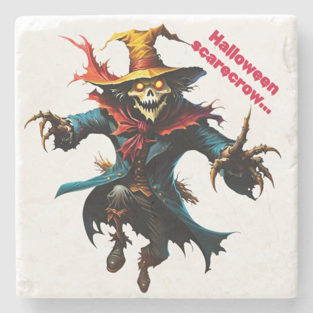 Halloween-Skarektur Steinuntersetzer (Vorderseite)