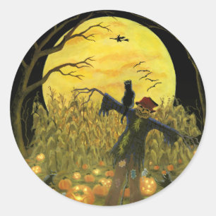 Halloween-Skarele in Kürbispflaster-Aufklebern Runder Aufkleber