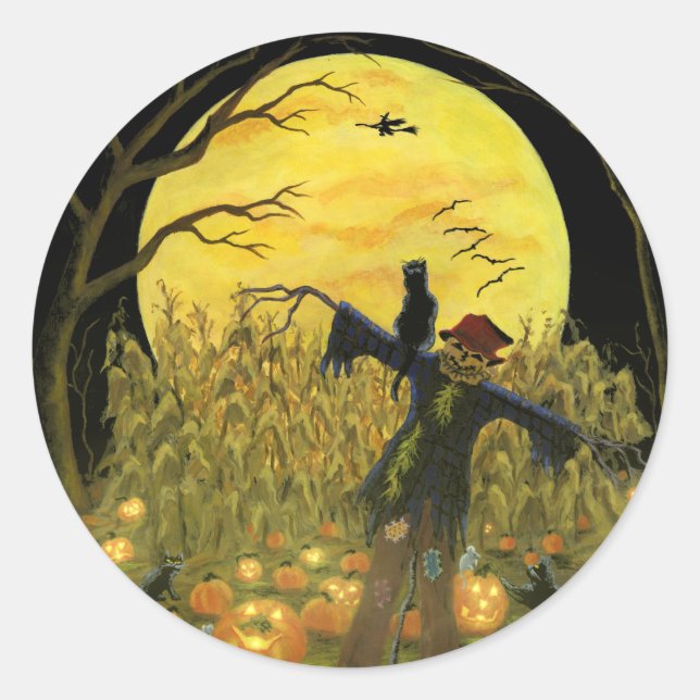 Halloween-Skarele in Kürbispflaster-Aufklebern Runder Aufkleber (Vorderseite)
