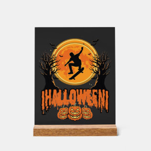 Halloween-Skateboard-Mond-Design Halloween Acrylschild