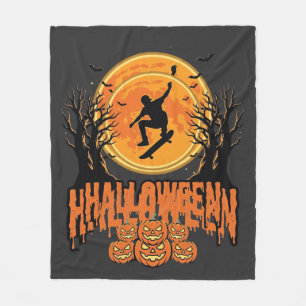 Halloween-Skateboard-Mond-Design Halloween Fleecedecke